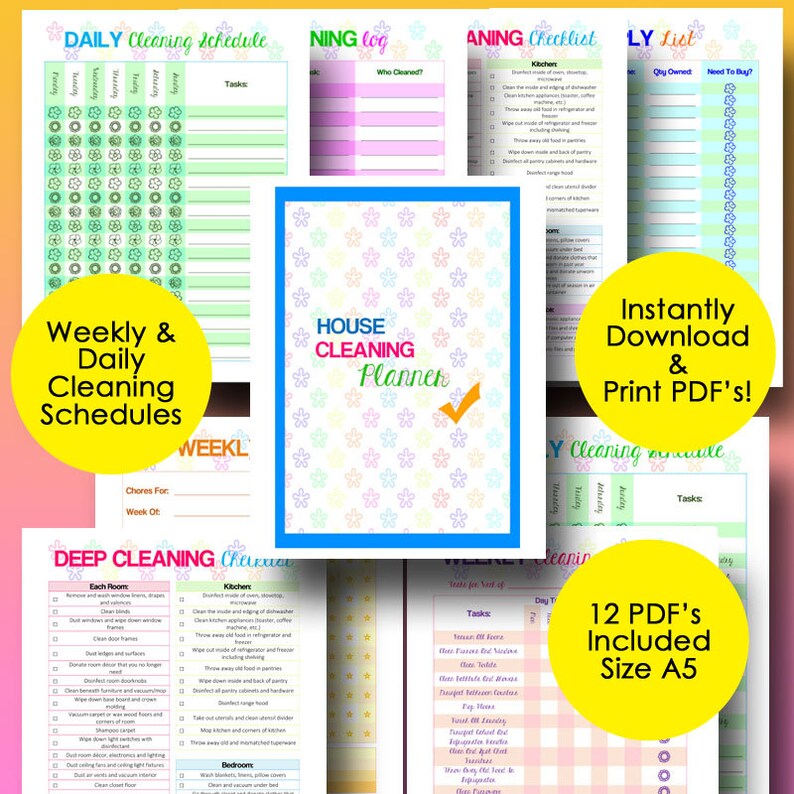 Cleaning Planner Printable Cleaning Schedule Home Organizer Etsy Cleaning Planner Printable Cleaning Schedule Home Organizer Etsy