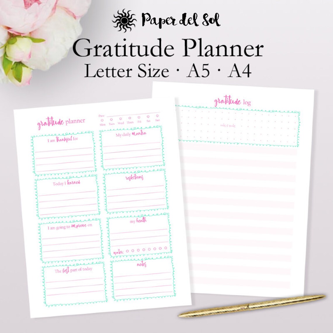 Gratitude Planner Printable Gratitude Log Goals and Personal | Etsy