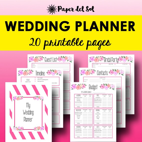 Wedding Planner Printable Wedding Planner Book Planning Etsy