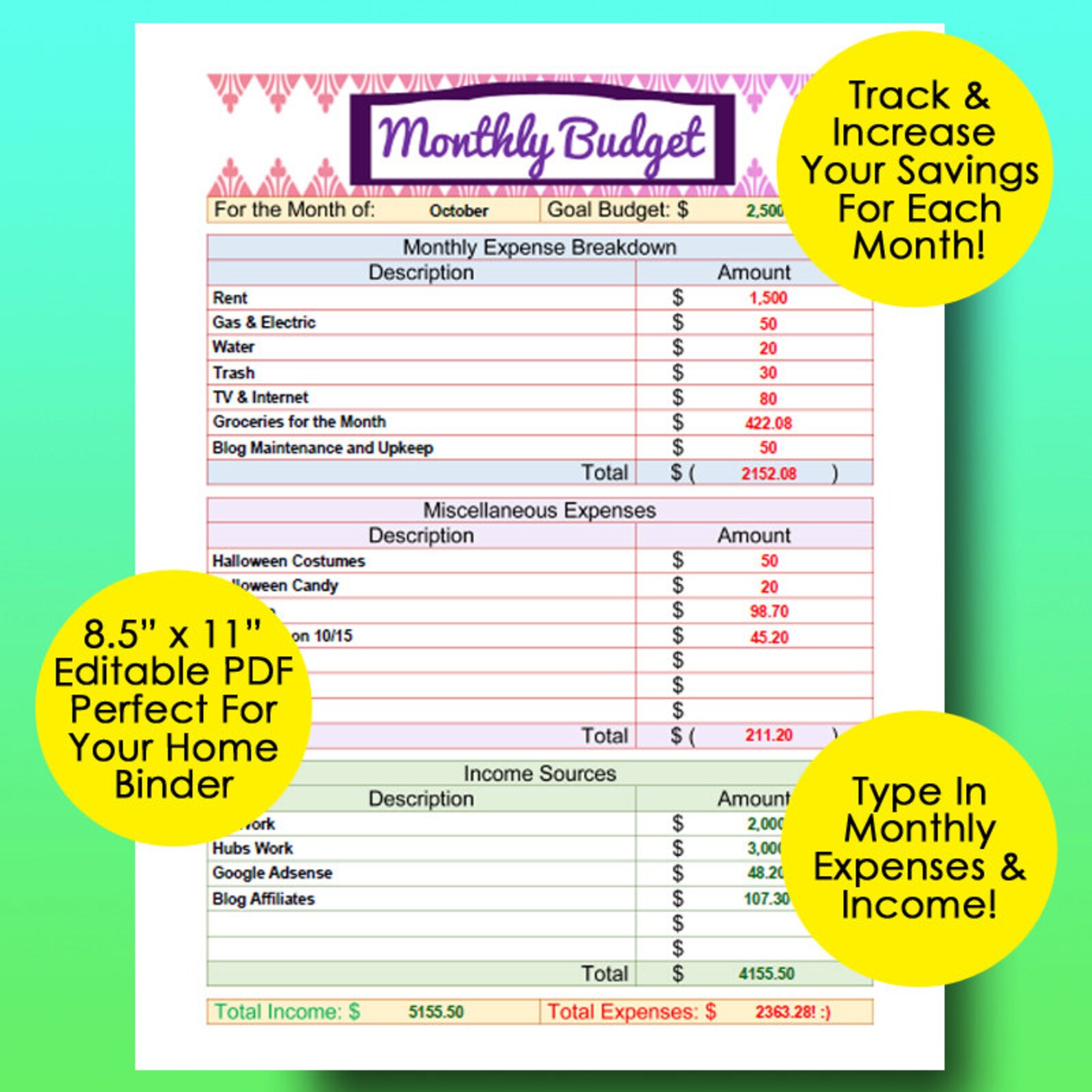 monthly budget planning