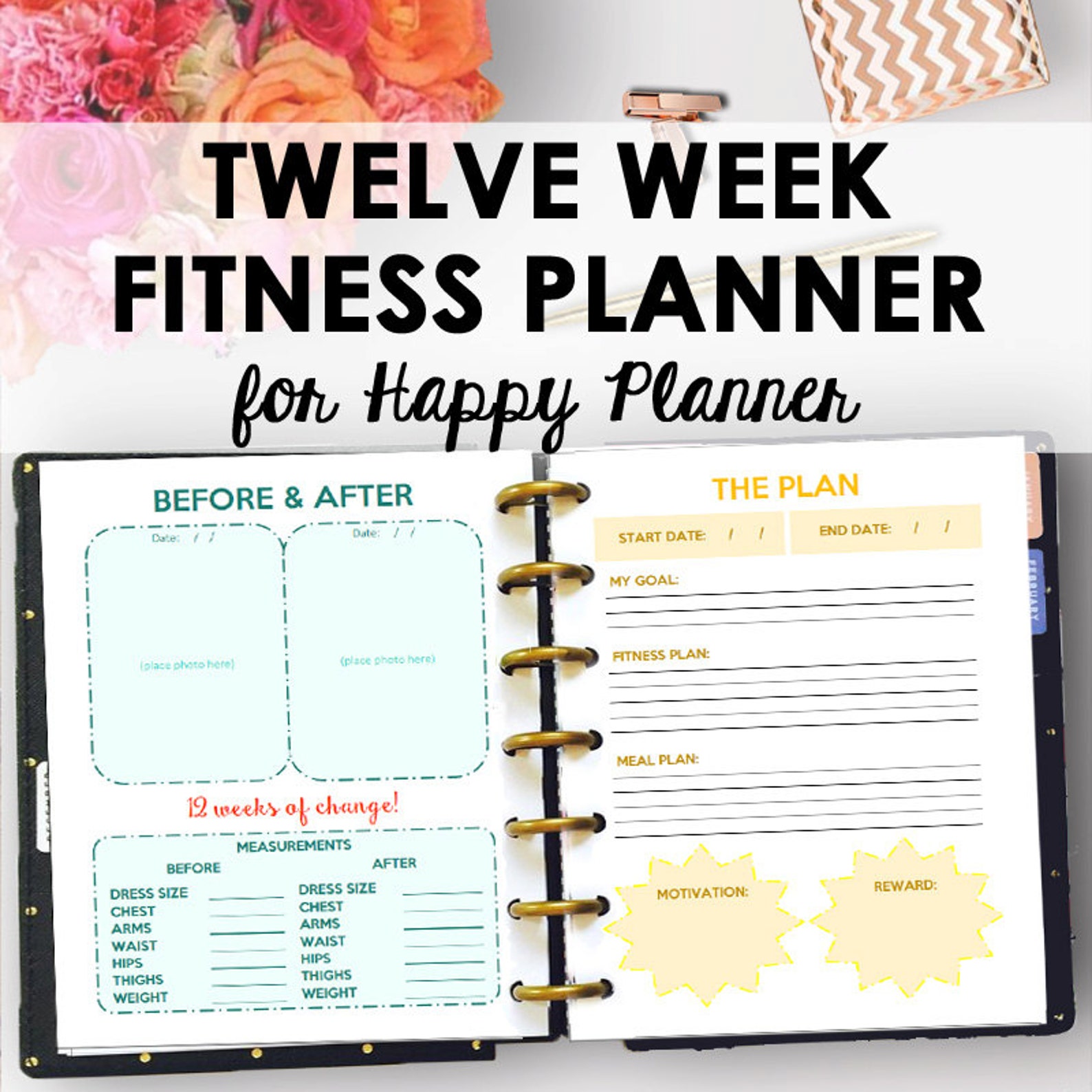 Happy Planner Fitness Journal and Weight Loss Planner for Etsy