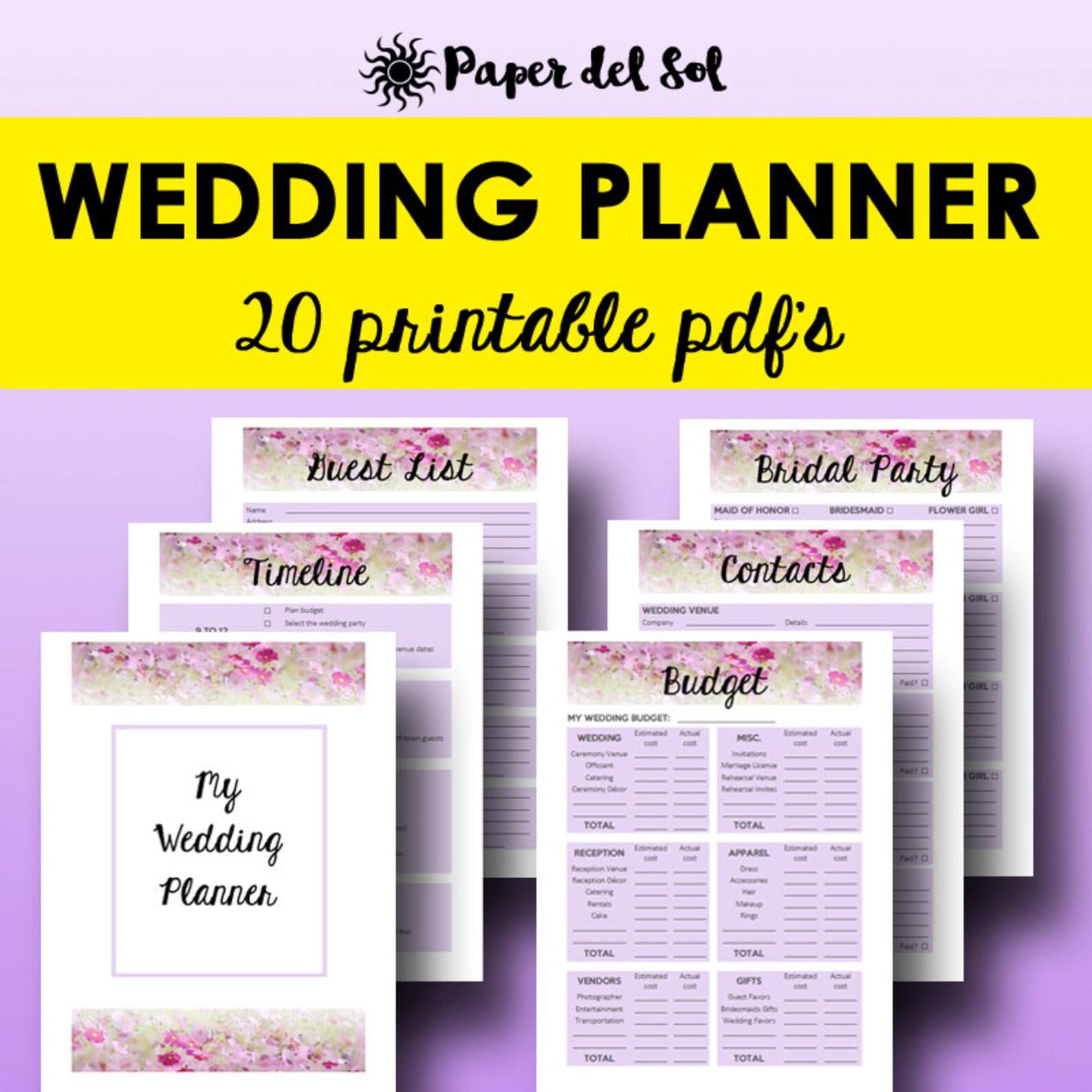 Wedding Planner Book PDF Printable Wedding Planner Printable Etsy