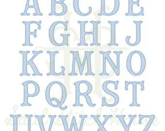 Clara Diamond Filled Fishtail Embroidery BX Font. Satin Stitch Monogram Alphabet in 1.5", 2.5", 3.5" & 4.5" Sizes for Machine Embroidery