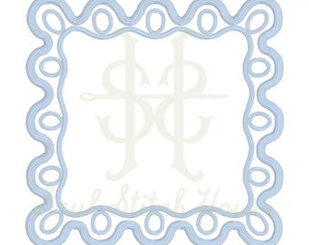 Scallop Appliqué Embroidery Design: Cocktail Napkin Frame (Digital Download) 4x4 hoop