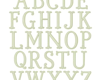 Charlotte Font Embroidery Font – 2 Tone Elegant Serif Letter Set A-Z – Vintage Style Monogram Alphabet Digital Machine Embroidery File