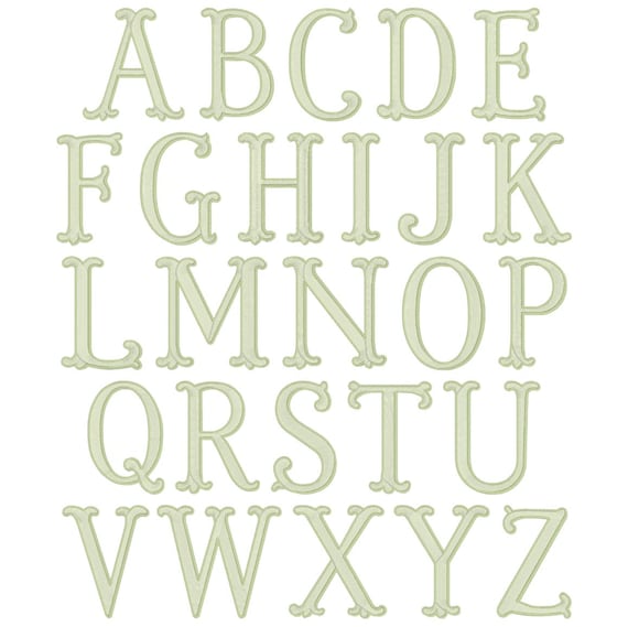 Charlotte Font Embroidery Font – 2 Tone Elegant Serif Letter Set A-Z – Vintage Style Monogram Alphabet Digital Machine Embroidery File