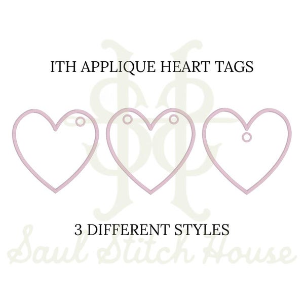 ITH Heart Tag Embroidery File – In-the-Hoop Heart Shaped Tag with Three Different  Hole Options, Perfect for Valentines, Gifts, and Labels