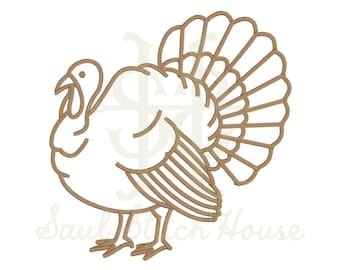 Turkey Embroidery Design, Thanksgiving Outline Stitch Pattern for Fall Décor, Linens, and Seasonal Projects – Digital File