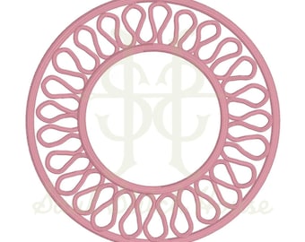 Appliqué Round Cocktail Napkin Embroidery Design, Loop Edge Border Coaster Frame for Monograms and Custom Linens – Digital File