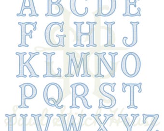 Clara Line Filled Fishtail Embroidery BX Font. Satin Stitch Monogram Alphabet in 1.5", 2.5", 3.5" & 4.5" Sizes for Machine Embroidery