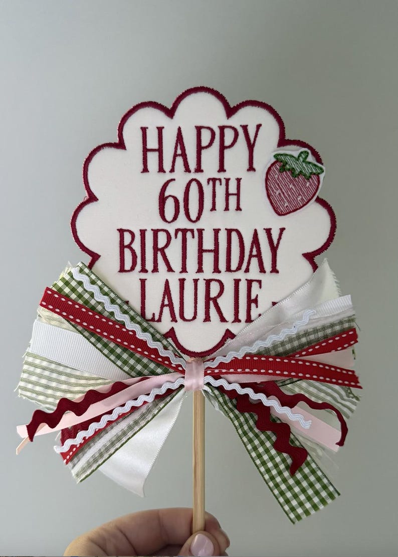 Custom Embroidered Birthday Cake Topper, Personalized Fabric Cake ...