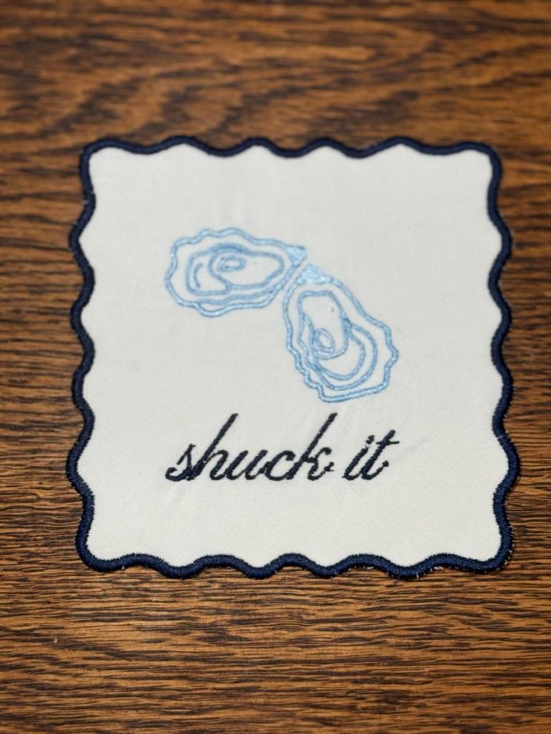 SaulStitchHouse Embroidered Oyster Cocktail Napkins