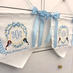 Custom Baby Banner For Hospital Door Sign & Nursery, Monogram Baby Announcement Banner, Embroidered Baby Name Banner for Baby Shower Gift