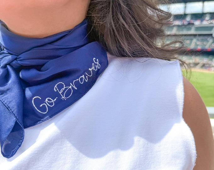 Custom Sports Team Bandana Neck Scarf with Embroidered Text- Gameday Accessories, Baseball, Football, Basketball Game Outfit- Personalized
