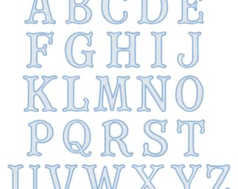 Clara Line Filled Fishtail Embroidery BX Font. Satin Stitch Monogram Alphabet in 1.5", 2.5", 3.5" & 4.5" Sizes for Machine Embroidery