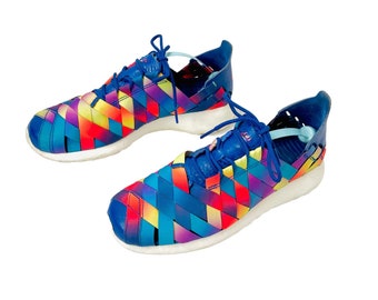 8.5 Womens | Rare 2013 Limited Edition - NIKE ROSHERUN Woven PRM Rainbow 555553-400 Sneakers with Leather trim | Dylan Raacsh  Roshe Run.