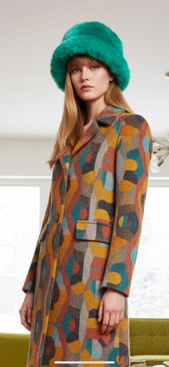 Vintage 60s GREEN Real Shearling Sheepskin | Plush Fur Hat | Lambs Wool Russian Warm Winter Cap Mod Hippie