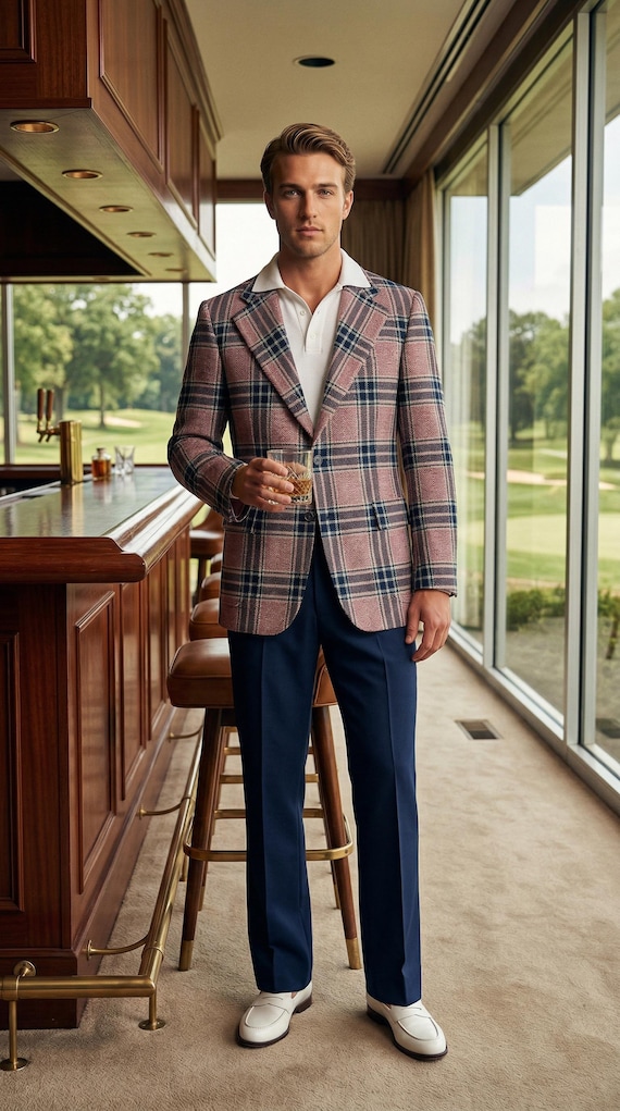 Vintage 60s 70s Plaid Wool Blend Sport Coat Blazer – Mod Country Club Size L