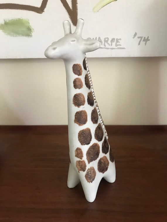 Rare Vintage Mid Century Modern Danish Giraffe 1970's MCM Animals Tabletop Sculpture Giraffe Taisto Kaasinen for Arabia Finland