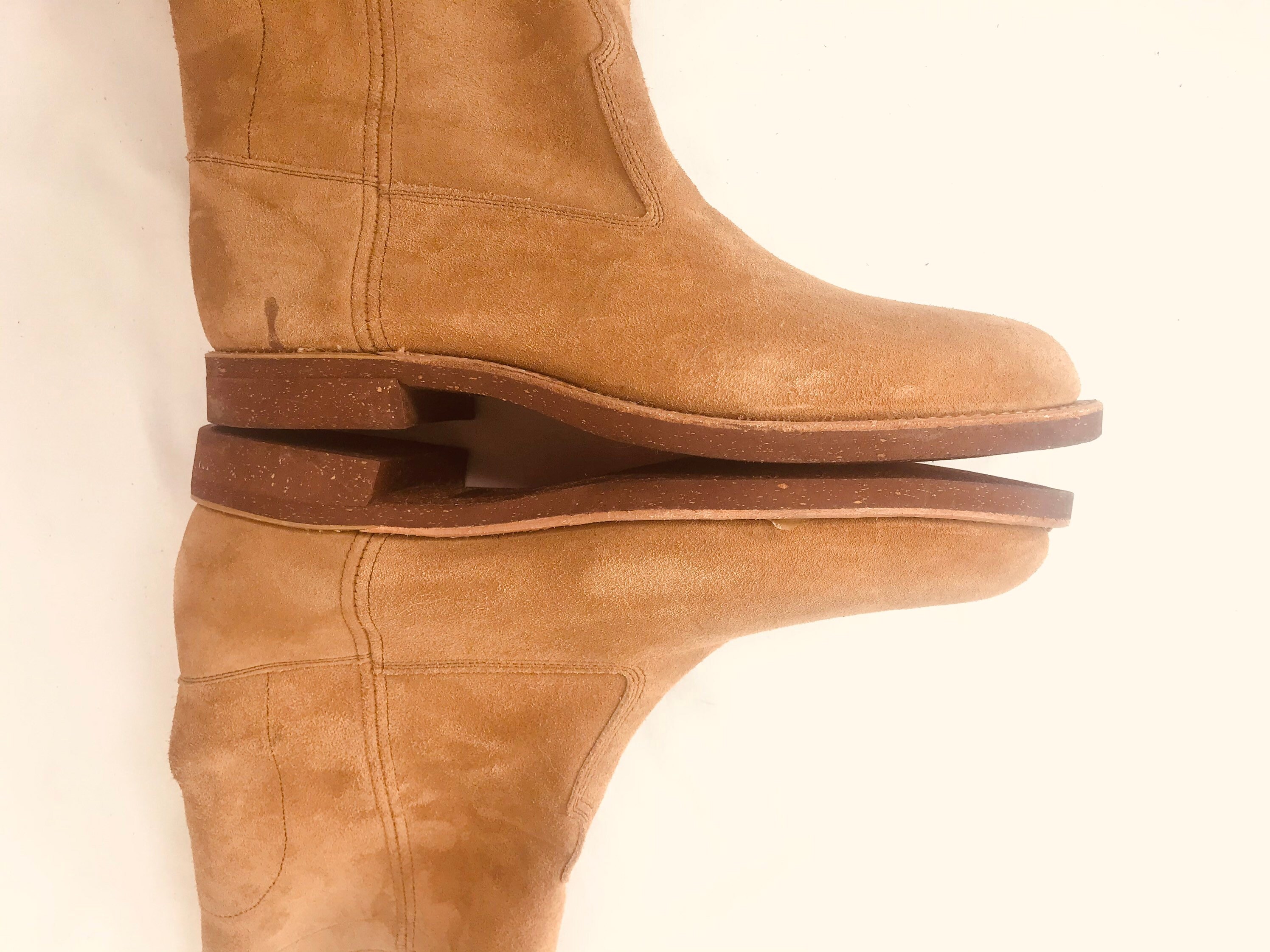 Men's Size 10 D Vintage 70s Deadstock NOS FRYE Boots Made in USA Light Tan Suede Boots