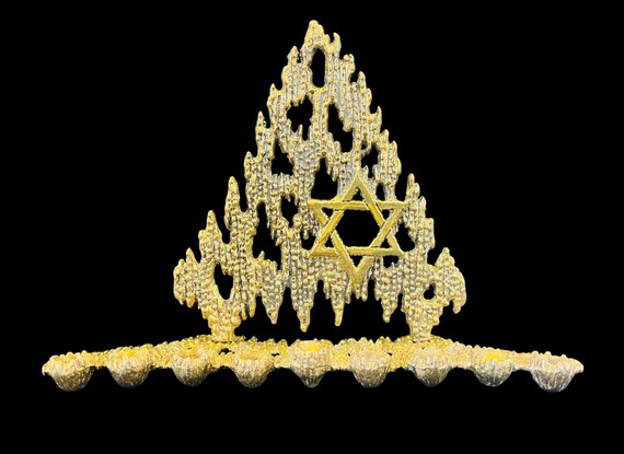 Vintage MCM Wainberg Brutalist Menorah Made In Israel |  50s 60s - 9 branch with Shamash | Hanukkah | Judiaca