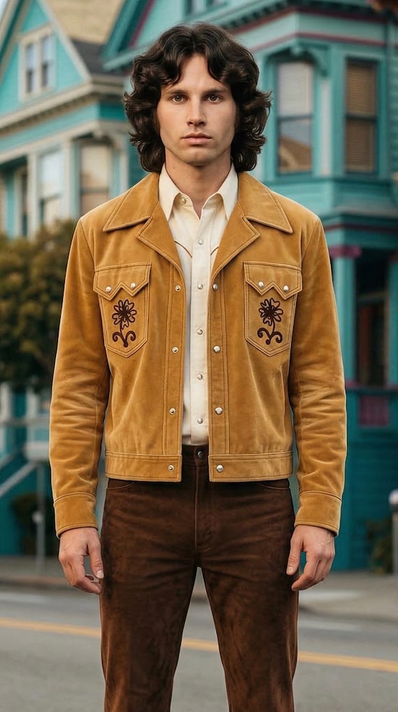 Vintage 70s Velvet Embroidered Western Hippie Jacket | Pearl Snaps Flared Collar | Disco Cowboy Rock Star Men's "50 Chest Size XL