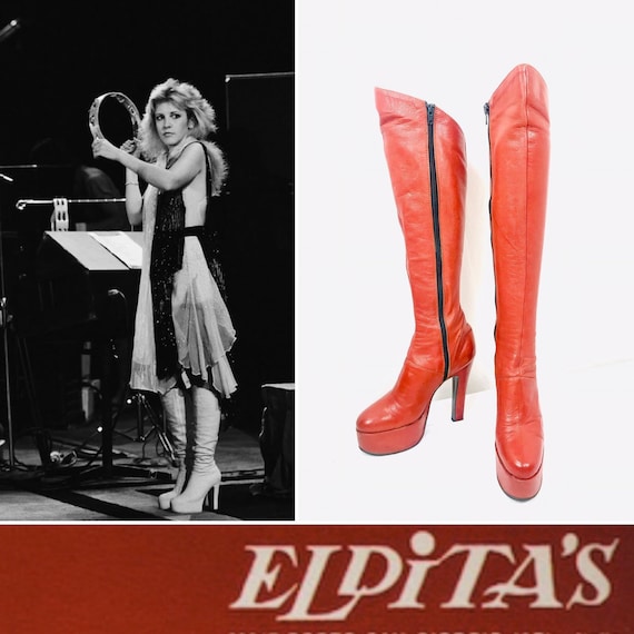 SOLD Do Not Buy!!                     Vintage 70s ELDITA’s Tall Over the Knee Leather PLATFORM Boots | Huge 5" Heel Stevie Nicks Style