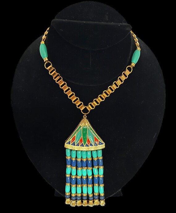 Rare HATTIE CARNEGIE signed ~ Egyptian Revival Lo… - image 1