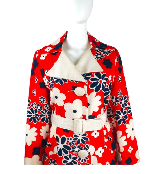 Deadstock True Vintage 60s Mod FLOWER POWER Coat … - image 2