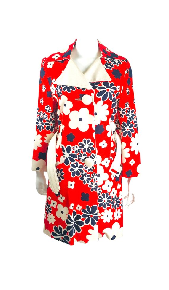 Deadstock True Vintage 60s Mod FLOWER POWER Coat … - image 5