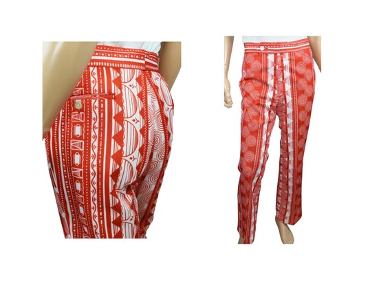 Deadstock  Mens 36 x 31 Vintage Rare 1960s LEE | Golf Pants MoD Optic Red White All over Pattern Pants Festival DiScO ReTrO FuNkY