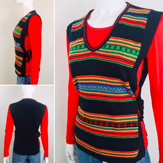 Vintage 70s Iconic Acrylic Knit Open Side Vest / S