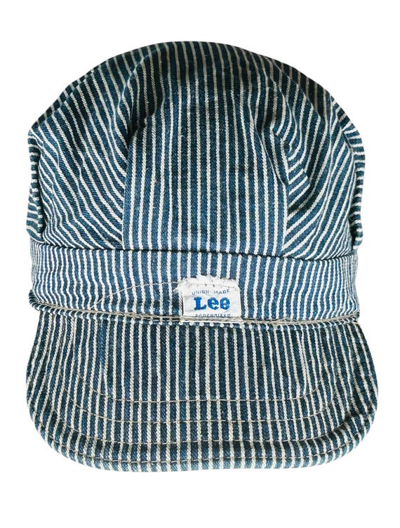 Vintage 1950s Lee Railroad Engineer Hickory Stripe Denim Hat - Buddy Lee Doll