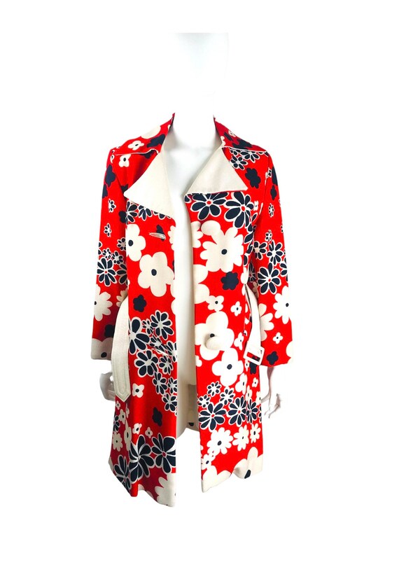 Deadstock True Vintage 60s Mod FLOWER POWER Coat … - image 7