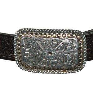 Vintage 90s Justin 36 Black Leather Studded Western Boho Belt Whimsygoth Goth Justin Men main image 4