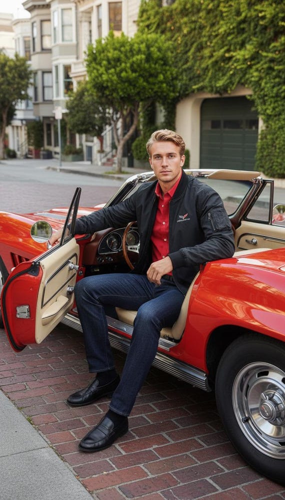 NWT Vintage 2000's Corvette - Bomber Jacket Official GM - Black Embroidered Logo Men's Size XXL 2XL