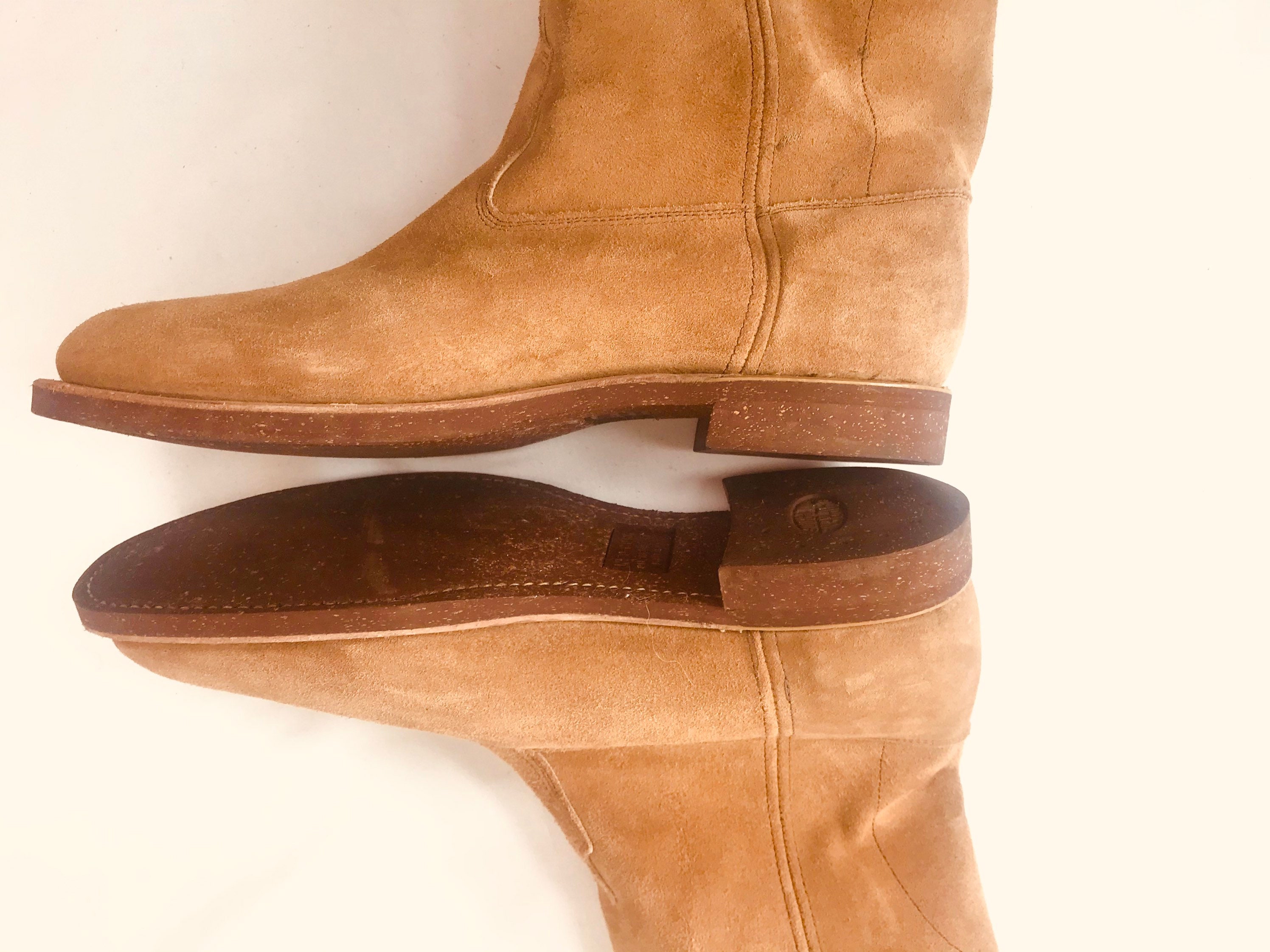 Men's Size 10 D Vintage 70s Deadstock NOS FRYE Boots Made in USA Light Tan Suede Boots