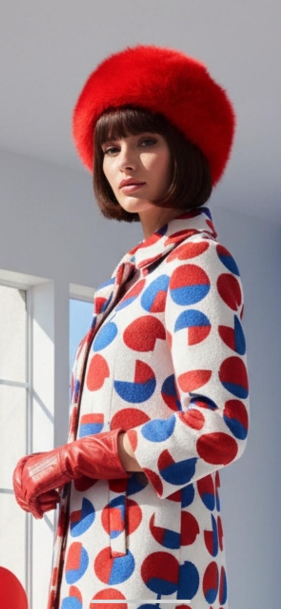 Vintage 60s RED Shearling Sheepskin | Plush Fur Hat | Lambs Wool Russian Warm Winter Cap Mod Hippie