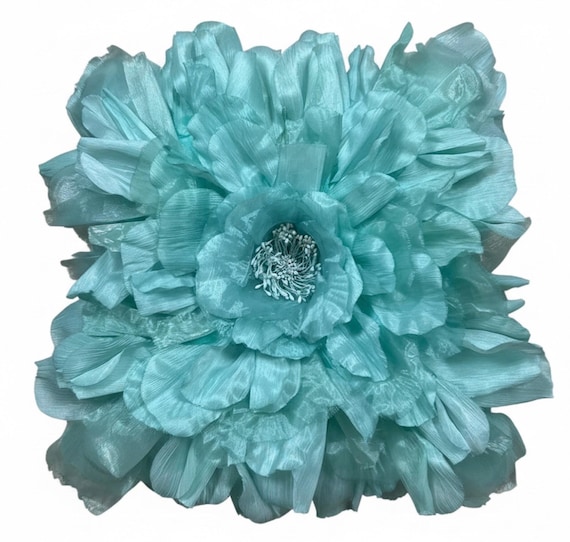 Vintage 80s 90s Blooming Peony Camelia Flower Pillow | Shabby Chic Hollywood Regency