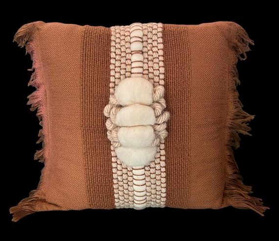Vintage 60s 70s Mid Century Danish Modern Rya Wool Throw Pillow 14" | Textured Decorative MCM