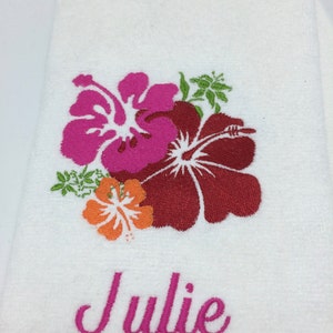 Personalized Embroidered Golf Towel Hawaiian Hibiscus Flower image 2