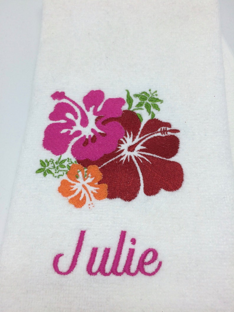 Personalized Embroidered Golf Towel Hawaiian Hibiscus Flower image 2