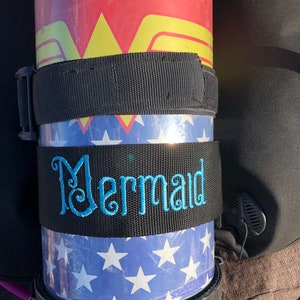 Personalized Embroidered Scuba Tank Strap Mermaid Font