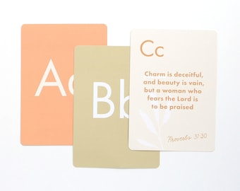 ABC Scripture Cards (Autumn), ABC Bible Verse Cards, Scripture Memory Flash Cards for Kids, Memory Bible Verse, Alphabet Flash Cards