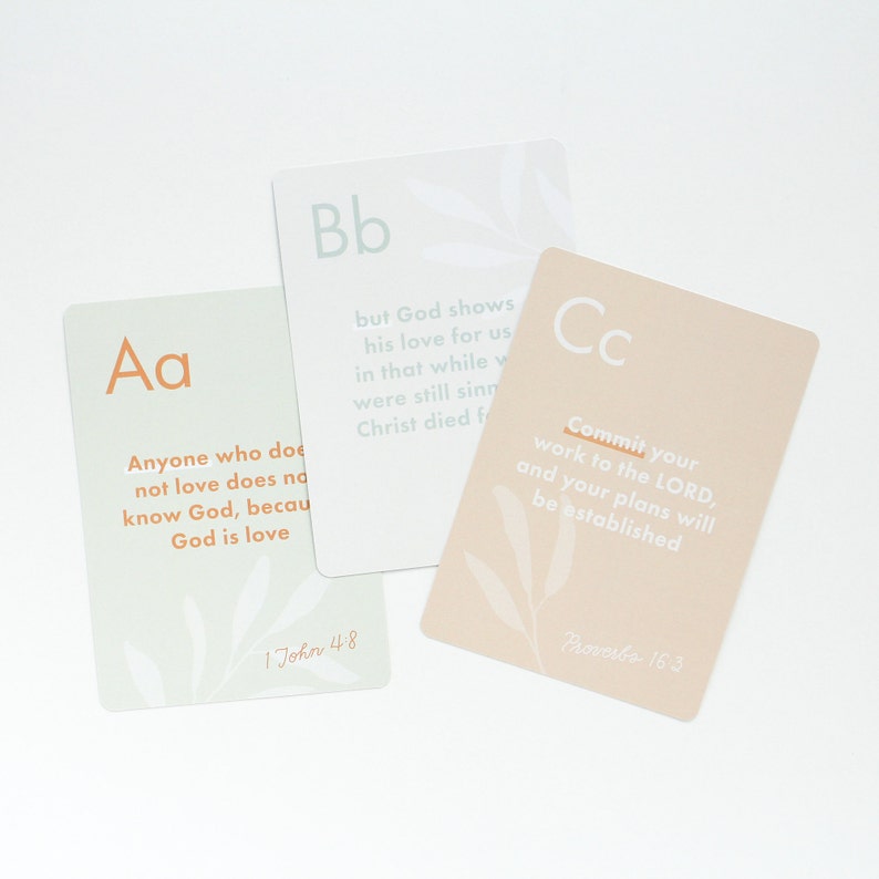 ABC Scripture Cards Summer, ABC Bible Verse Cards, Scripture Memory Flash Cards for Kids, Memory Bible Verse, Alphabet Flash Cards image 10