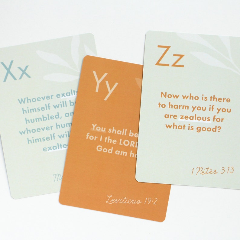 ABC Scripture Cards Summer, ABC Bible Verse Cards, Scripture Memory Flash Cards for Kids, Memory Bible Verse, Alphabet Flash Cards image 9