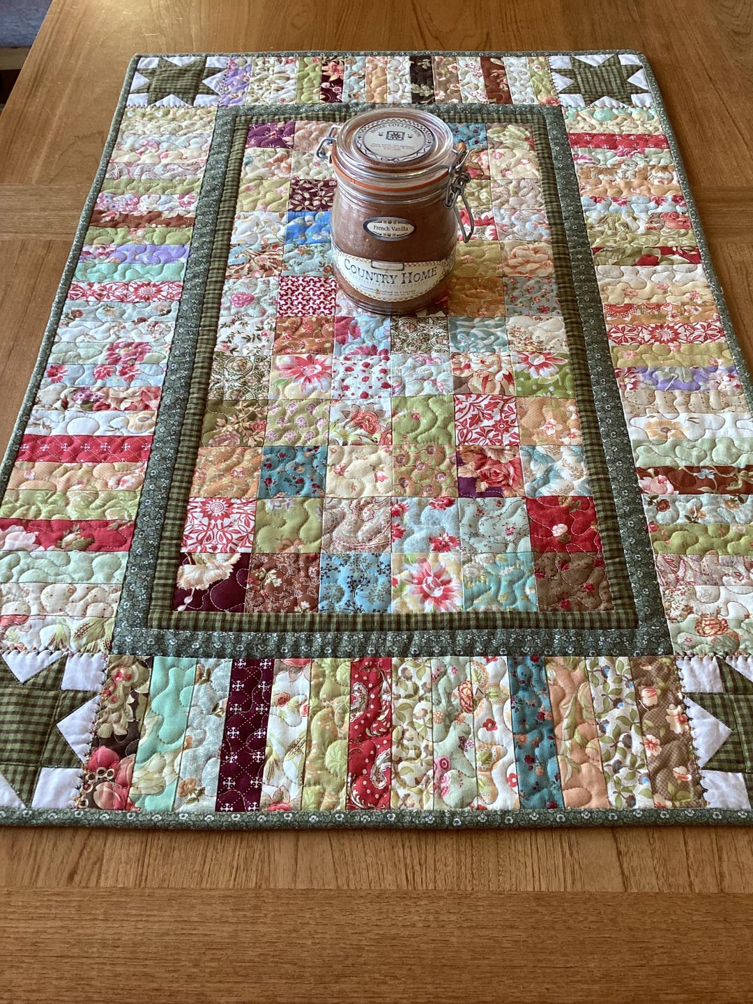 Fig Tree Scrappy Charm Quilted Table Runner 35 X 23 - Etsy