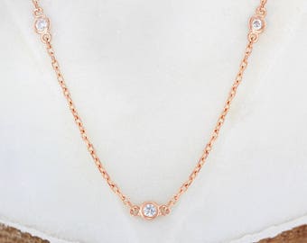 Bezel diamond necklace chain