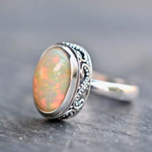 Opal Ring, Ethiopian Opal Ring, Solitaire Ring, October Birthstone ...