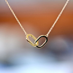 Interlocking Links Necklace Solid 14k Gold, Love and Friendship Necklace, Everyday Necklace for Women, Layering Necklace for Her, Gift Wife
